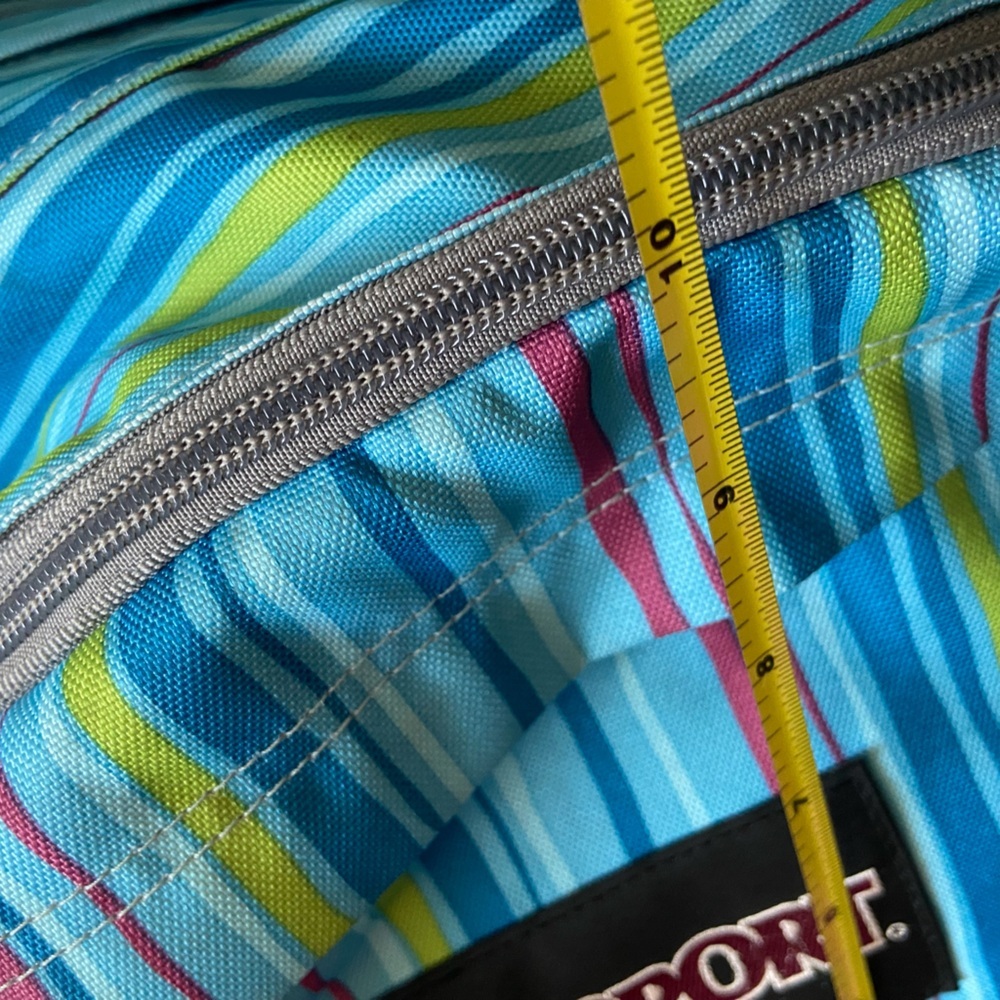 JanSport Striped Aqua Blue XL Weekender Holdall Duffel Bag with Shoulder Strap - Picture 7 of 11